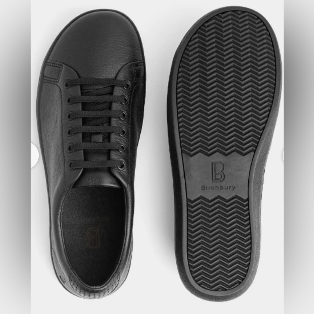 Birchbury Bramford Barefoot Sneakers Black Leather Men’s US 14